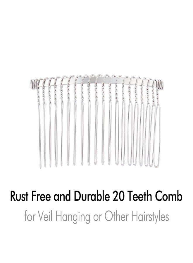 Cinaci 30 Pack Silver Metal Hair Side Combs Plain Slide Barrettes with 20 Teeth DIY Decorative French Headpieces Bun Holder Wire Comb Hair Clips Crafts Accessories for Women Girls Wedding Brides Veil - Image 5